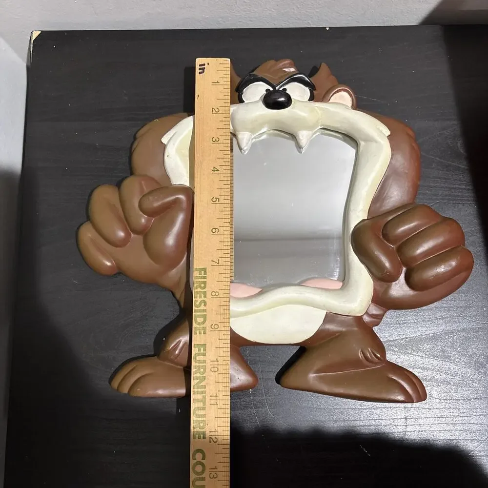 Vintage Tasmanian Devil TAZ Looney Tunes Wall Mirror RARE 11” X 12”
